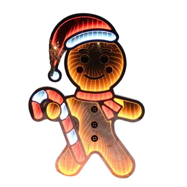 60cm Light up Gingerbread Man Infinity Christmas Decoration with LEDs