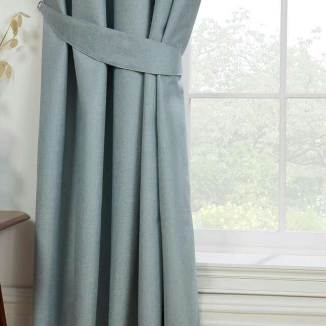 Eclipse - 100% Blackout Thermal Self-Lined Curtains - Eyelet - 100% Polyester (Duck Egg, 90''x 72'' - 229m x 183cm (Pair)) Blue Blue