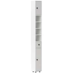 kleankin Slim Bathroom Cabinet, Toilet Roll Storage w/ Shelves, Light Grey