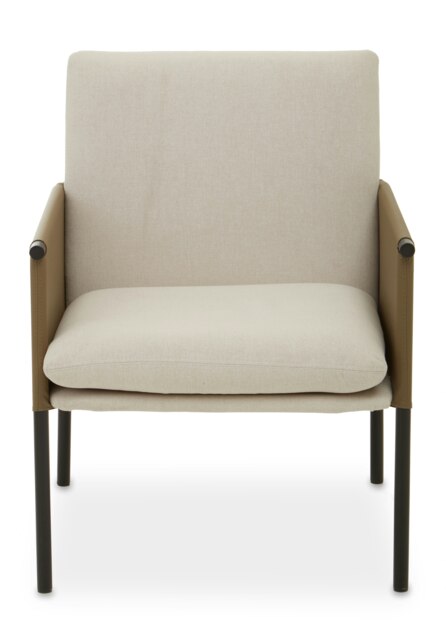 Orsina White Fabric Dining Chair with Straight Legs, Fabric Upholstered Dining Room Chair, Accent Arm Chair