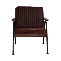 Oakland Industrial Leather and Wood Frame Armchair Brown