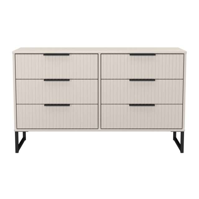 Menai 6 Drawer Wide Chest of Drawers in Kashmir Matt (Ready Assembled) Cream Kashmir Matt