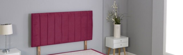 "Maroon Plush Velvet 9 Panel Headboard Multi 2FT6 Small Single 20""inch Headboard"