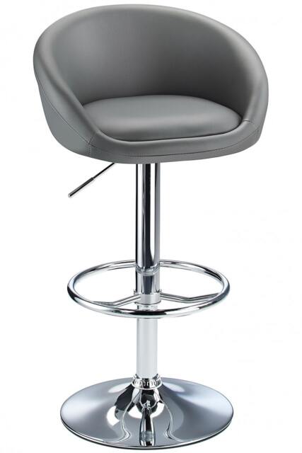 Lombardy Adjustable Bar Stool Chrome Grey Grey