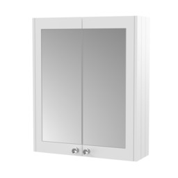 Balterley Traditional Bathroom Wall Mounted 2 Soft-Close Doors Mirror Cabinet with 1 Shelf Storage, Gloss White, 715 x 600 x 182mm