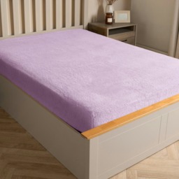 OHS Soft Warm Thermal Teddy Fleece 25cm Deep Fitted Bed Sheet, Single - Lilac