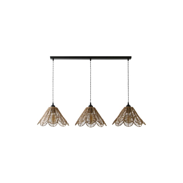 ValueLights Vine Rattan Flower Shade 3 Drop Black Ceiling Light and Bulbs