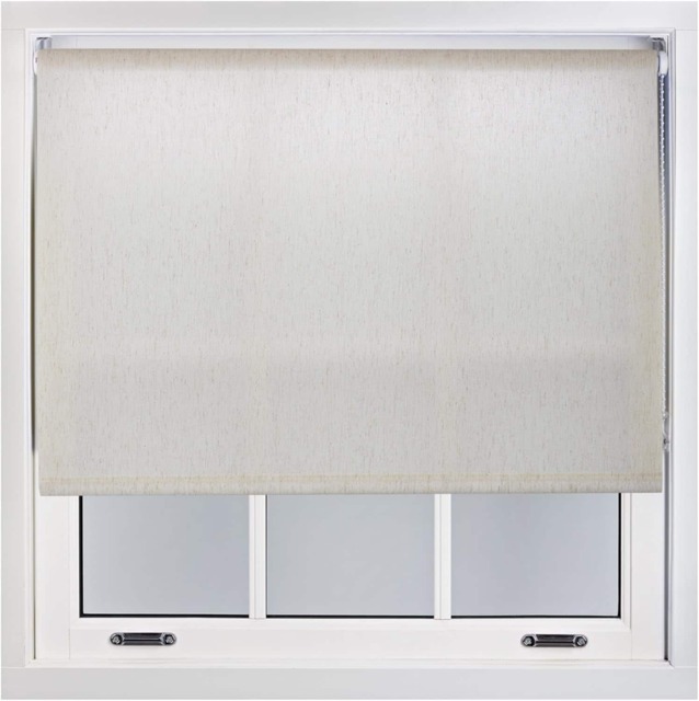 Made to Measure Cream Linen Roller Blind Metal Chain & Brackets