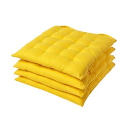 Homescapes 4 x Seat Pads Luxury Cotton Indoor Outdoor Garden Dining Cushion Yellow 40 x 40 cm 4