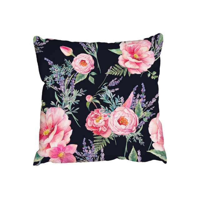 Watercolour lavender and garden flowers (Outdoor Cushion)