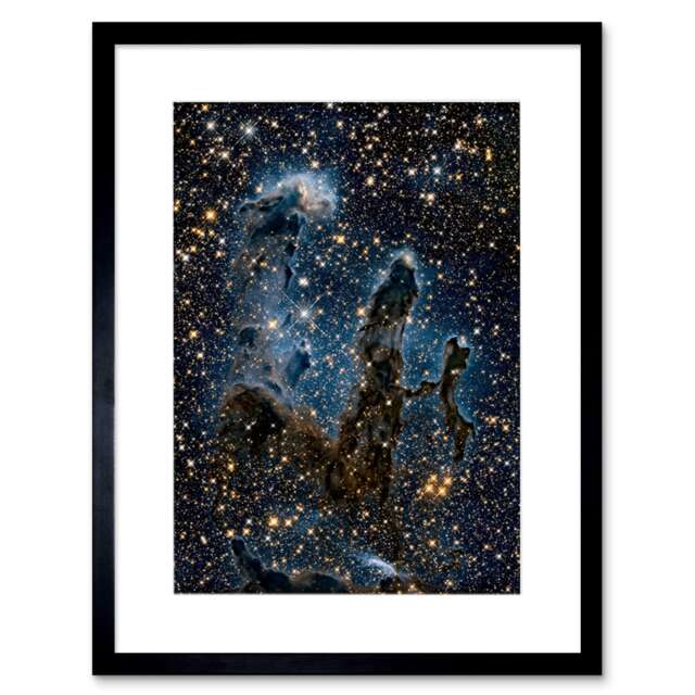 "Hubble Pillars Of Creation Near Infrared Eagle Nebula 9x7"" Black Framed Wall Art Print"