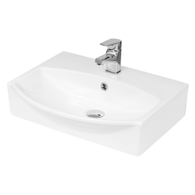 Rectangular Wall Hung Ceramic 1 Tap Hole Basin - 500mm