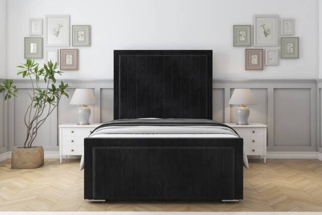 "Sloomy Pemberton Black Naples Bed Frame With Mattress With 50"" Upholstered Headboard 2'6 Small Single"