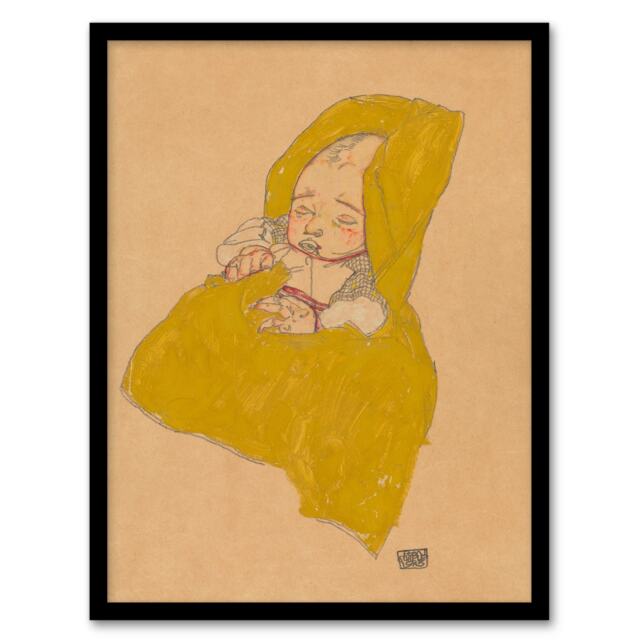 Egon Schiele Framed Wall Art Print Infant Portrait in a Changing Pad Home Décor