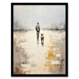 Dog Walkers Dream Simple Calm Neutral Home Decor Black Framed Wall Art Print A4