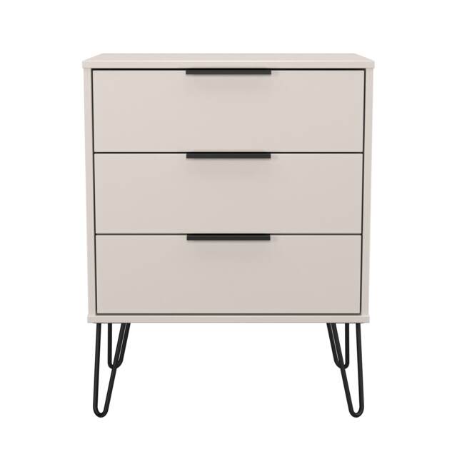 Osaka 3 Drawer Midi Chest of Drawers in Kashmir Matt (Ready Assembled) Cream Kashmir Matt