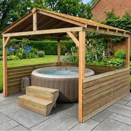 eDecks Atlas Ridgeline Hot Tub Garden Gazebo, 10ft x 10ft with Steel Spikes