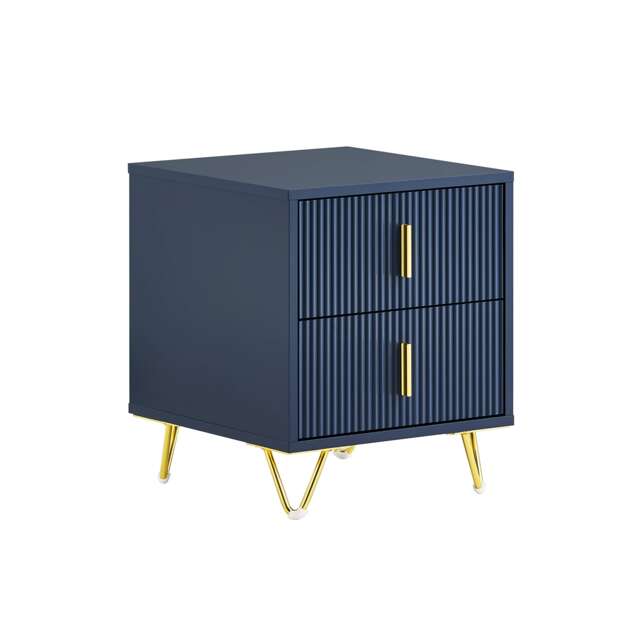 SoBuy FBT115-B,2-Drawer Bedside Table Nightstand with Gold Handles Blue Dark Blue 1