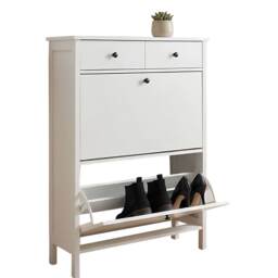 Kira White Shoe Storage Cabinet - Slim Wooden Shoe Rack for Hallway & Entryway - Space-Saving Organiser Unit