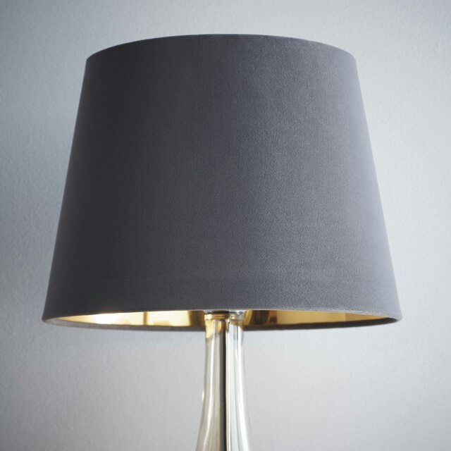 "10"" Grey Velvet Empire Light Shade Gold Inner Grey"