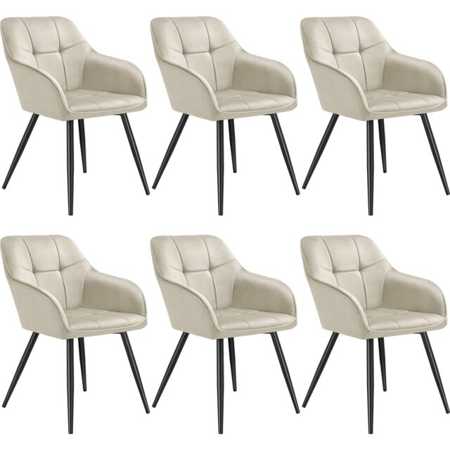 Dining Chair Marilyn - velvet look, quilted pattern Cream cream/black 6