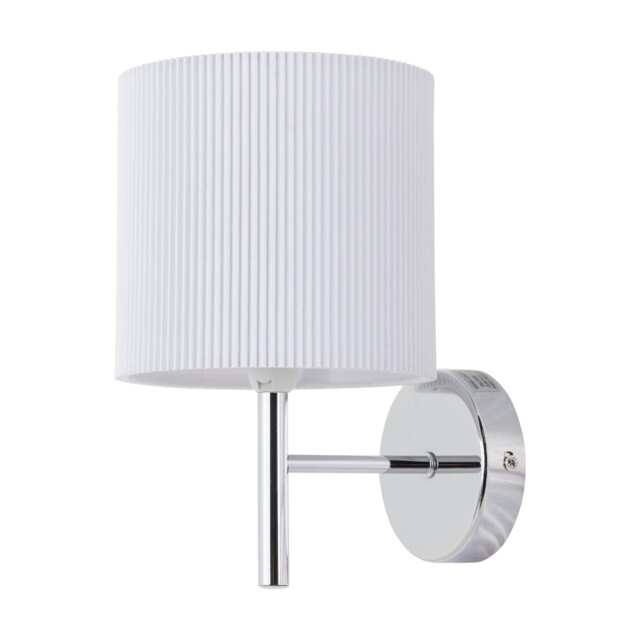 Brea - Chrome Wall Light with White Pleated Shade Chrome White 1