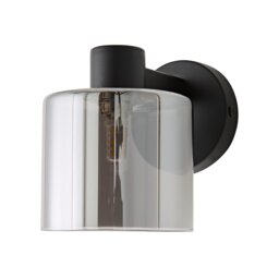 ValueLights Demi Matte Black and Smoked Glass Wall Light and Bulb Black