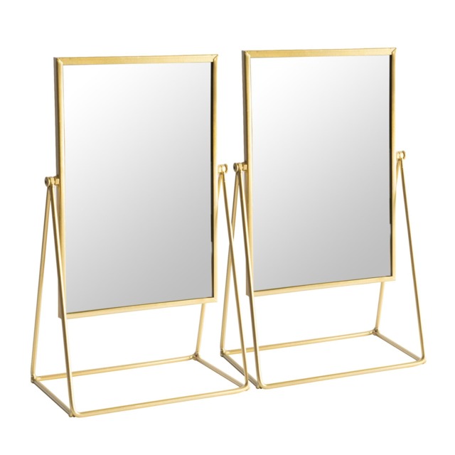 Harbour Housewares Metallic Vanity Mirrors - Adjustable Tilt Dressing Table Mirror Sleek Modern Makeup Mirror - Pack of 2 Gold Gold 39 x 22cm