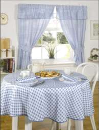 Gingham Pencil Please Curtains with Pelmet Header 116cm x 137cm Blue Blue Blue
