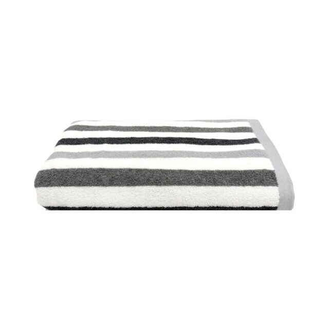 Cali Striped Bath Towel 70 x 140cm 100% Cotton - Grey