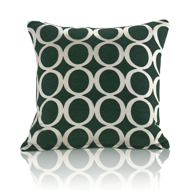 Geometric O Chenille 45cm x 45cm Green Cushion Set of 4 Green Cream 45cm x 45cm x 10cm 4