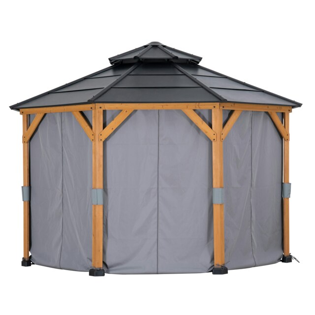 Sunjoy Accessory Curtain for Outdoor Cedar Wood Gazebo -3.9M x 3.9M, Suitable for A102007903（Gazebo Not Included）