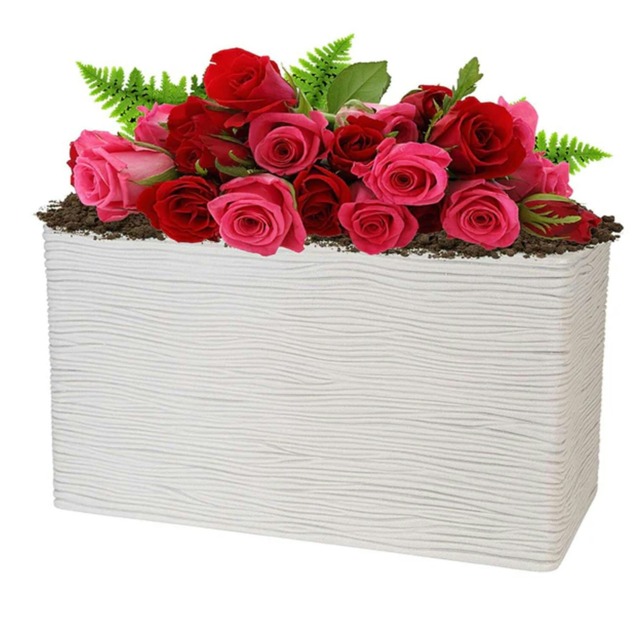1 x Amalfi Stone Effect Long Trough Flower Planter For Garden, Home & Patio Areas Grey