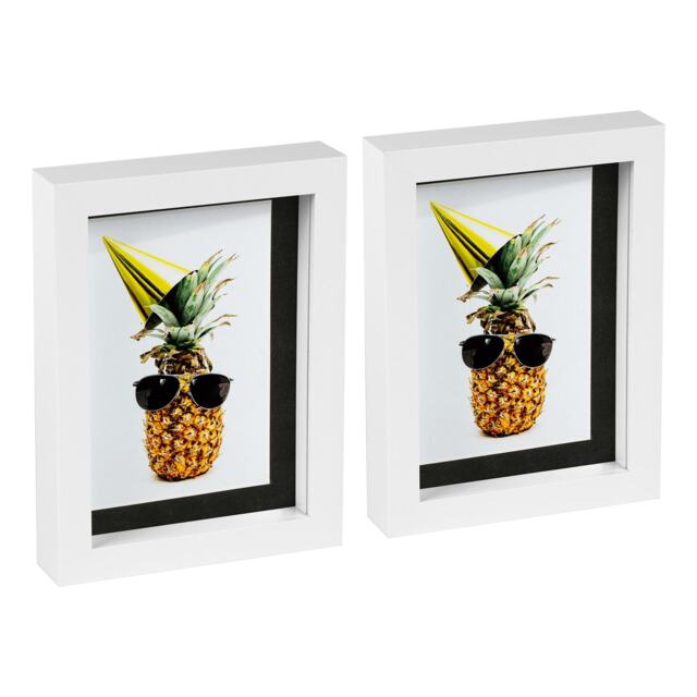 "Nicola Spring 5 x 7"" Photo Frames - Black Mount 3D Photo Frame Picture Frame Box Portrait Display Case & Spacer (20 x 15cm) x2"