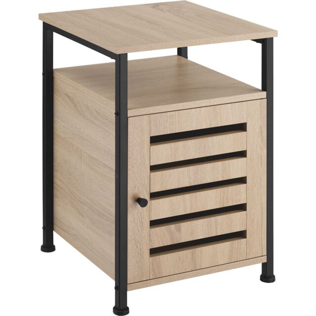 Bedside Table Cork - 2 shelves, cabinet with door and shelf, 40.5 x 40.5 x 60.5 cm Brown industrial wood light, oak Sonoma 40,50 x 40,50 x 60,50 cm 1