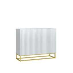White Sideboard 100cm Fluted Doors Gold Frame Modern Storage Cabinet Multi