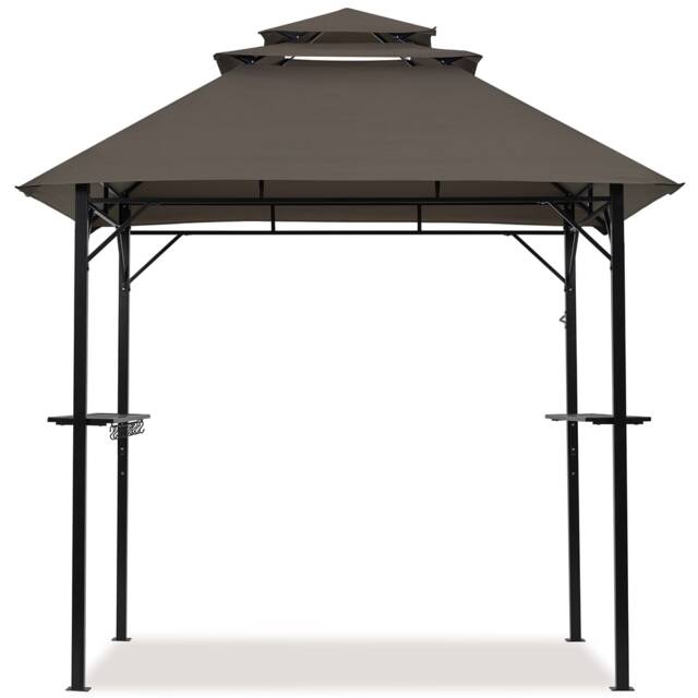 Yaheetech Grill Gazebo with Height-adjustable Shelves-Brown Brown Brown 244 cm L × 150.5 cm W × 269 cm H 1