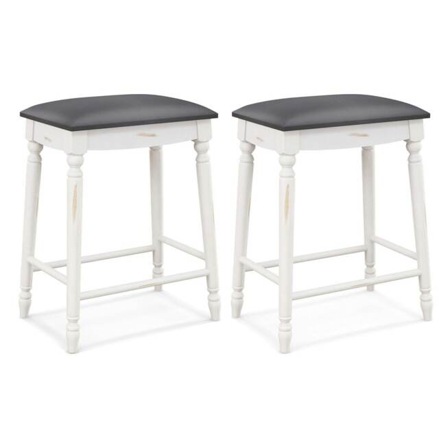 COSTWAY 66cm Set of 2 Bar Stools Dining Counter Height Chair White