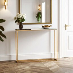 Orsina Console Table, Black & White Marble Top Console Table, Metal and Marble Console Table, Luxury Console Table