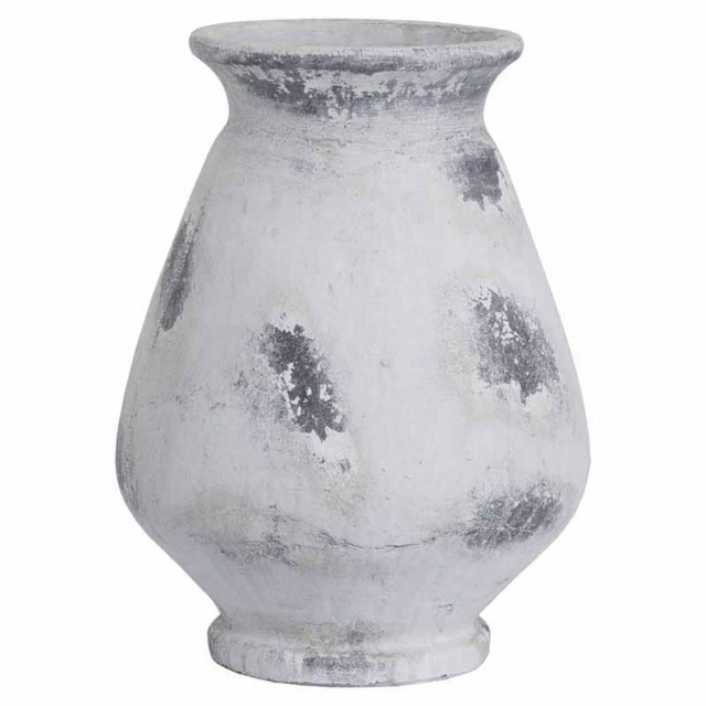 Naxos Large Antique White Vase - Ceramic - L32 x W32 x H43 cm - Stone Grey