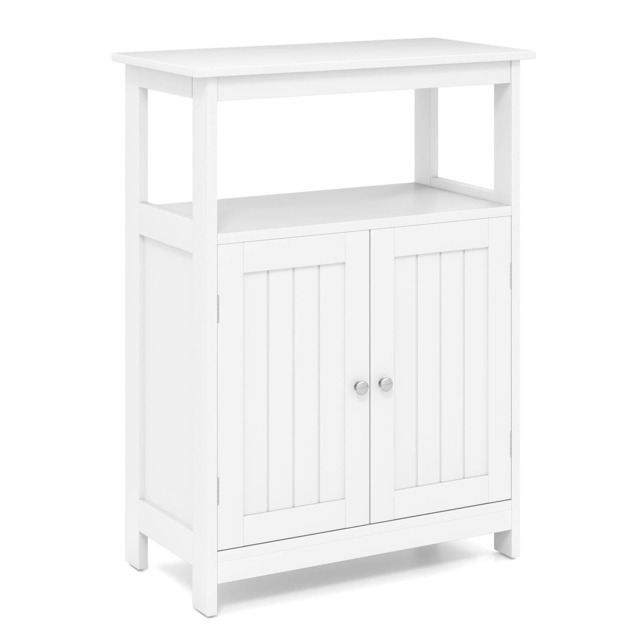 COSTWAY Storage Organizer Bathroom Floor Cabinet White White 1