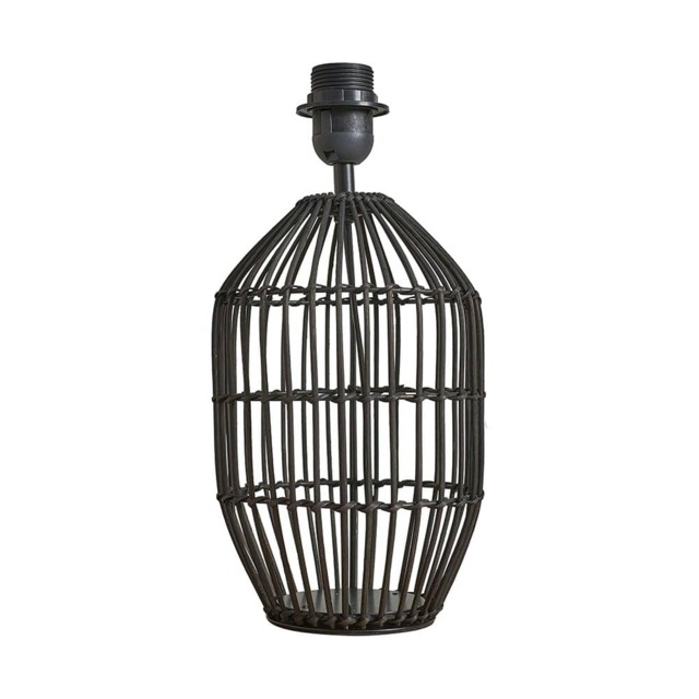 ValueLights Hollins Matte Black Rattan Table Lamp Base Only