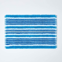 Homescapes Handloomed Striped Cotton Bath Mat Blue 40 x 60 cm