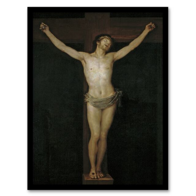 "Christ Crucified Bible Scene Francisco Goya Framed Wall Art Print 12X16"""