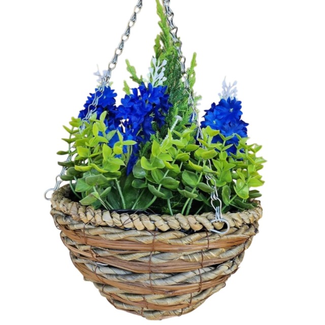 Best Artificial 25cm / 10 Inch Blue Hyacinth Hanging Basket - Suitable for Outdoor Use - Weather & Fade Resistant Red Red 1