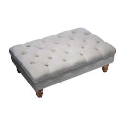 Living and Home Buttoned Velvet Rectangular Ottoman Footstool with Gourd-shaped Legs - Grey