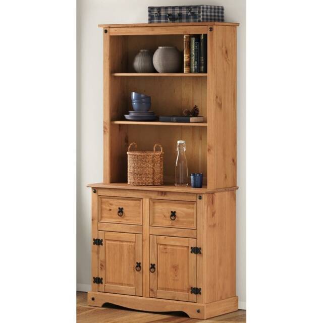 Mercers Furniture Corona 2 Door 2 Drawer Dresser Sideboard Open Kitchen Storage Solid Wood Pine Wooden with Mexican Styling