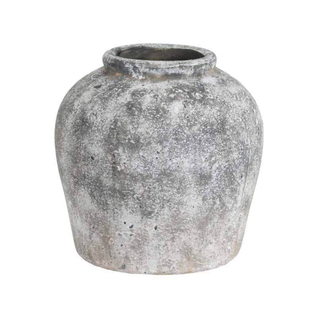 Aged Vase - Ceramic - L29 x W29 x H30 cm - Stone Grey