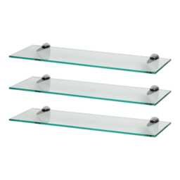 Harbour Housewares Floating Glass Shelf - 60cm - Metallic Brackets - Bathroom Shower Storage Vanity Display Unit Shelf Silver Chrome 3