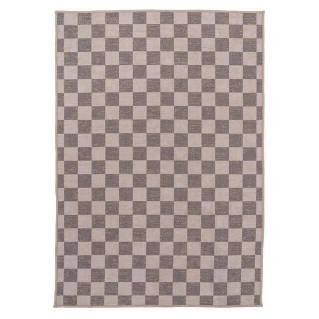 KUKOON Machine Washable Natural Jute Blend Checkerboard Brown Area Rug 240cm x 330cm